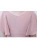V Neck Dusky Pink Chiffon Maxi Flower Girl Dress